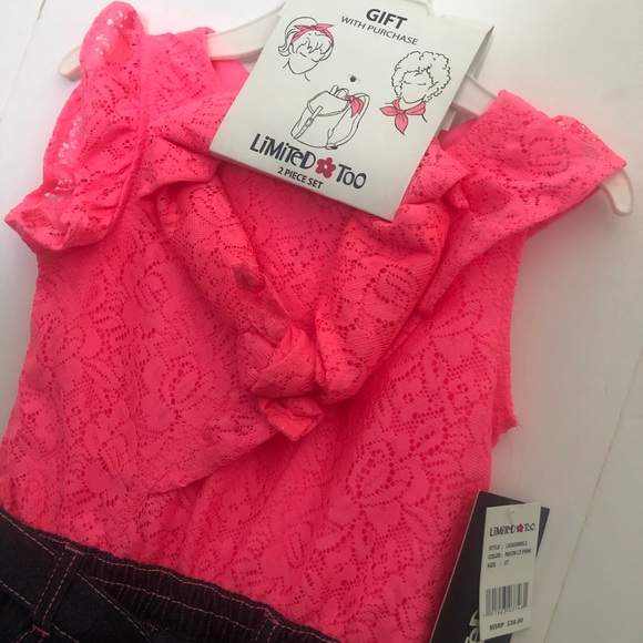 💖 NWT Limited Too Neon Pink Denim Romper 💖 - Picture 4 of 4